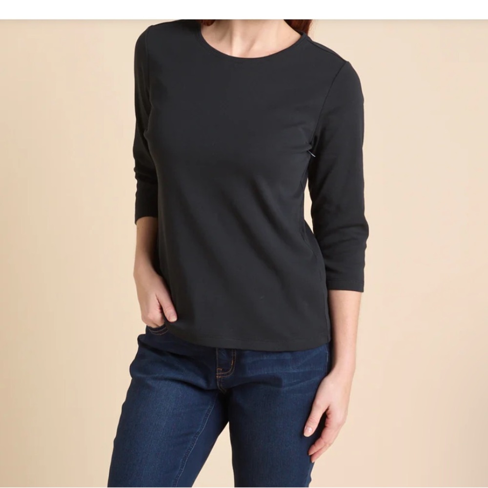 CJ Banks Black Cotton Crew Neck Shirt 3X Percect Tee Basic Neutral